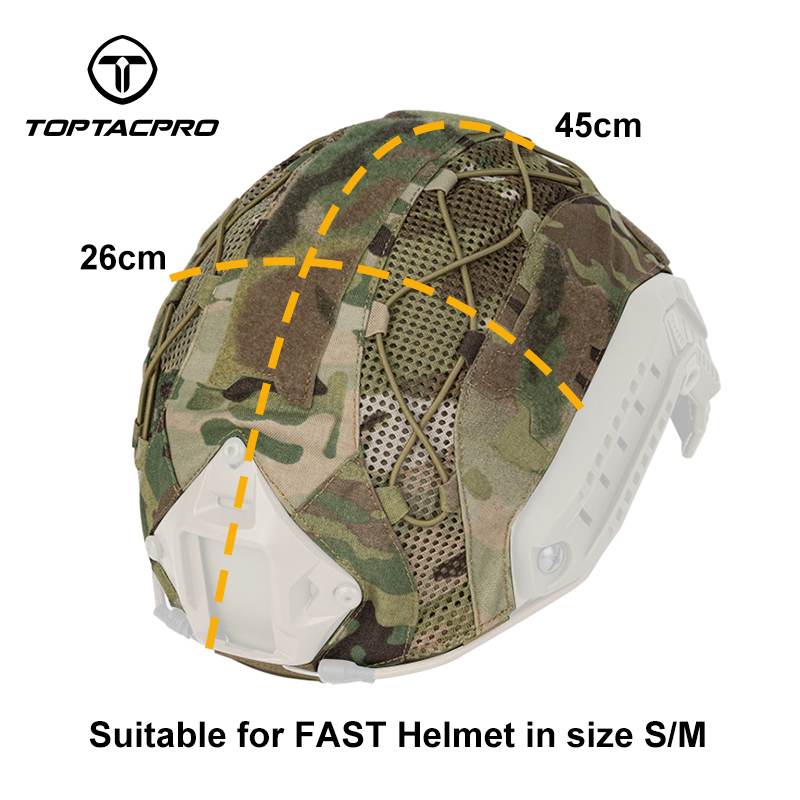 TOPTACPRO Tactical Helmet Camouflage Cover For Fast Helmet In Size S/M, Paintball Shooting Gear - Cordura 500D Nylon -Without Helmet 8801
