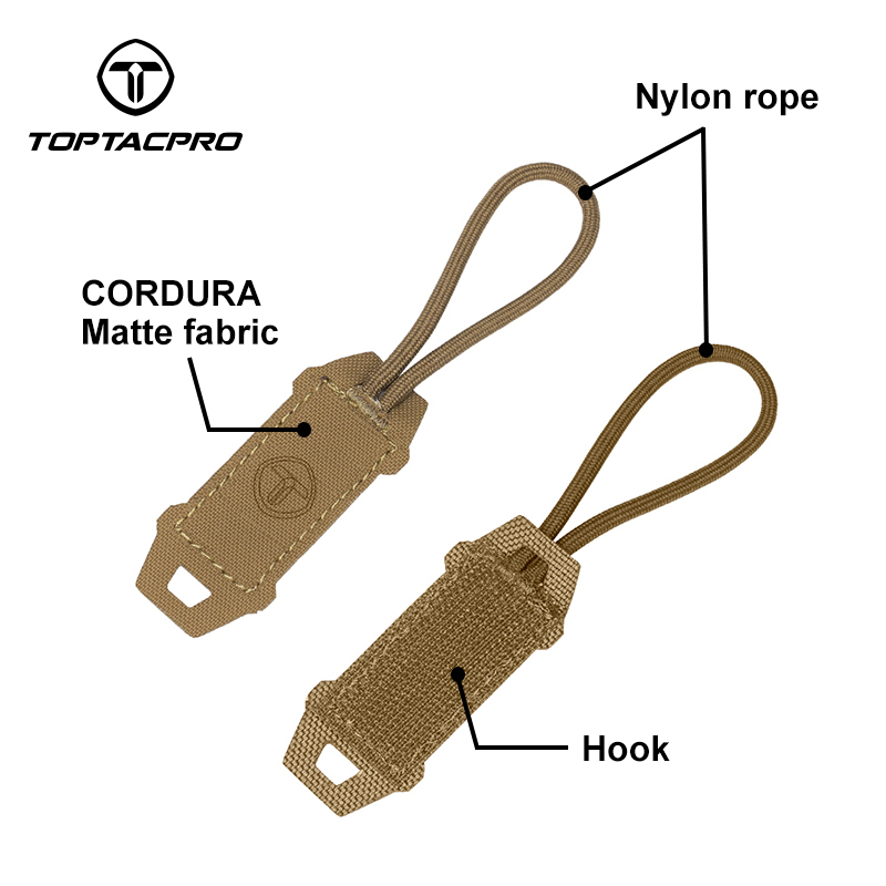 TOPTACPRO Tactical Hook Handle Zipper Handle 2PCS Zipper Pull Drawstring Head 8904