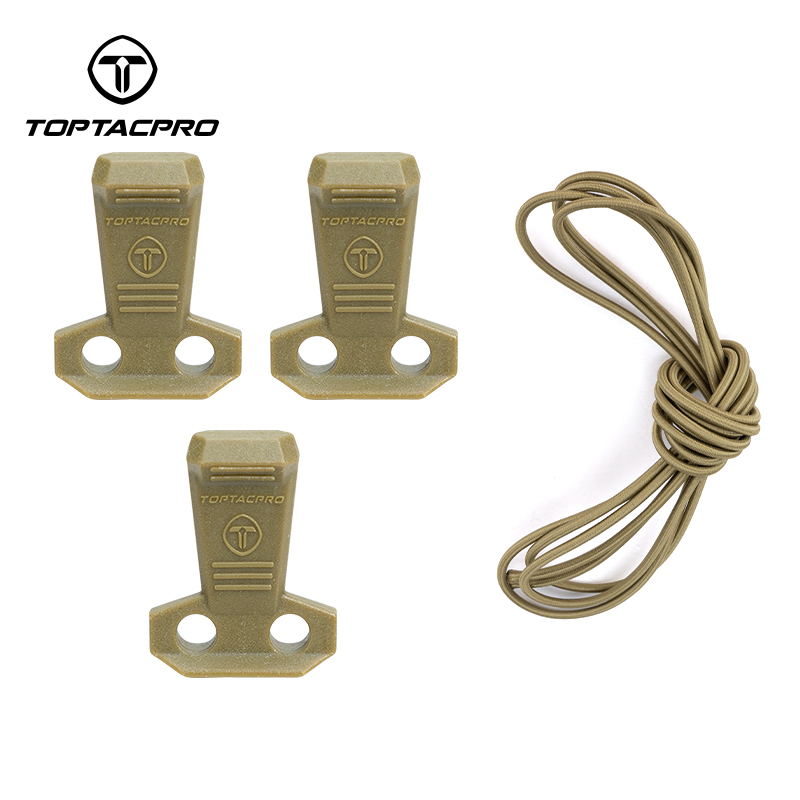 TOPTACPRO Tactical Hook Handle Zipper Handle 3PCS with 2.4M 3.0mm Elastic Rope 8909