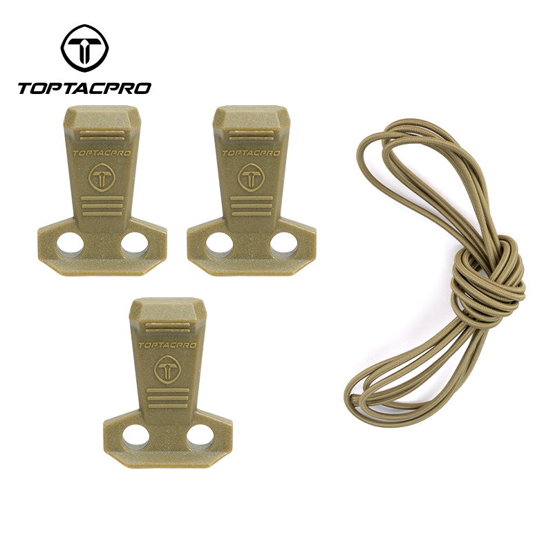 TOPTACPRO Tactical Hook Handle Zipper Handle 3PCS with 2.4M 3.0mm Elastic Rope 8909