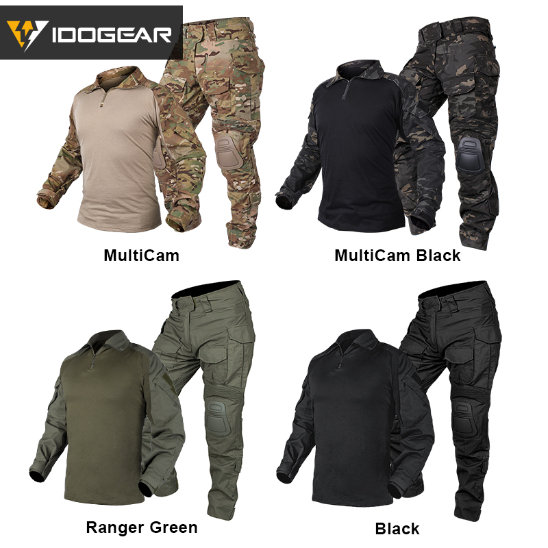 IDOGEAR G3 Combat Suit Shirts & Pants with Knee Pads Update Version Camo  Tactical Uniforms UT3001