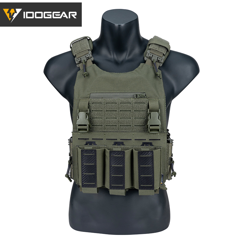 IDOGEAR LSR 500D Tactical Vest With 5.56 Triple Mag Pouch Anti-slip Interior Mag Carrier 3318-2Pack