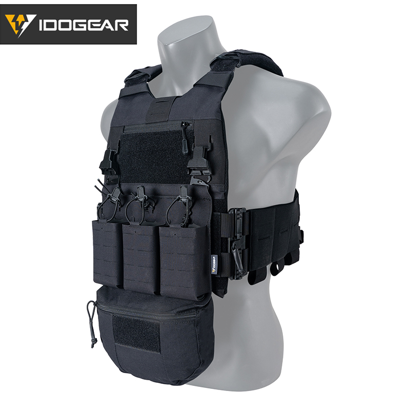 IDOGEAR Tactical 3.0 FCSK Vest with KTAR Triple Mag Pouch, Tactical Dump Drop and Shoulder Cover 3320-4Pack