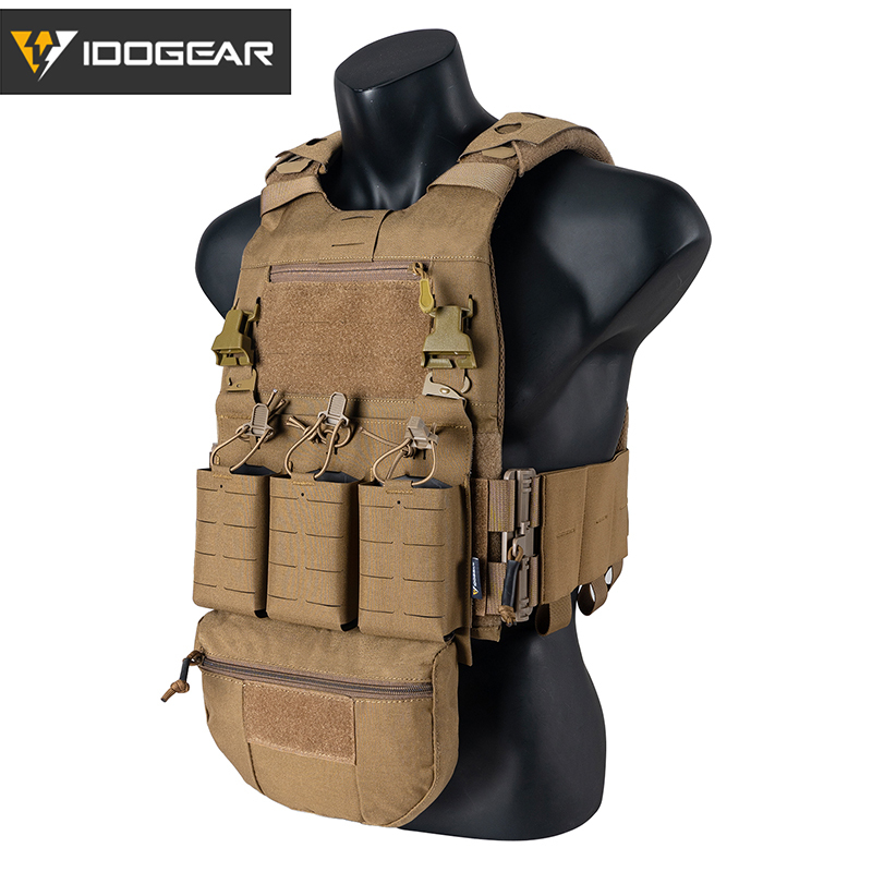 IDOGEAR Tactical 3.0 FCSK Vest with KTAR Triple Mag Pouch, Tactical Dump Drop and Shoulder Cover 3320-4Pack