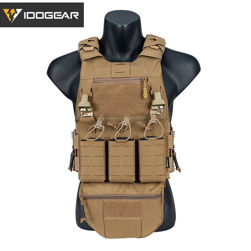 IDOGEAR Tactical 3.0 FCSK Vest with KTAR Triple Mag Pouch, Tactical Dump Drop and Shoulder Cover 3320-4Pack