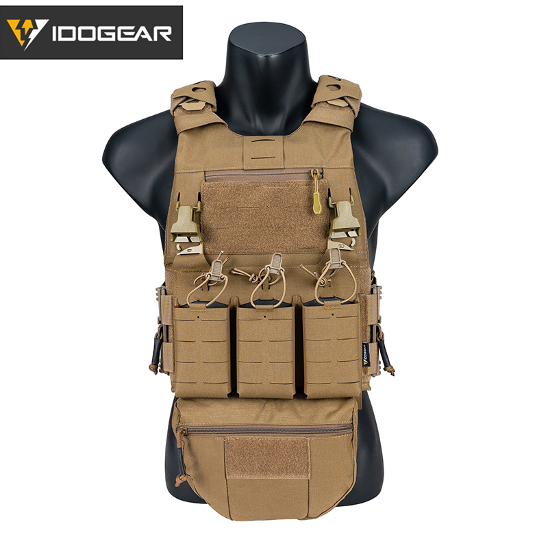IDOGEAR Tactical 3.0 FCSK Vest with KTAR Triple Mag Pouch, Tactical Dump Drop and Shoulder Cover 3320-4Pack