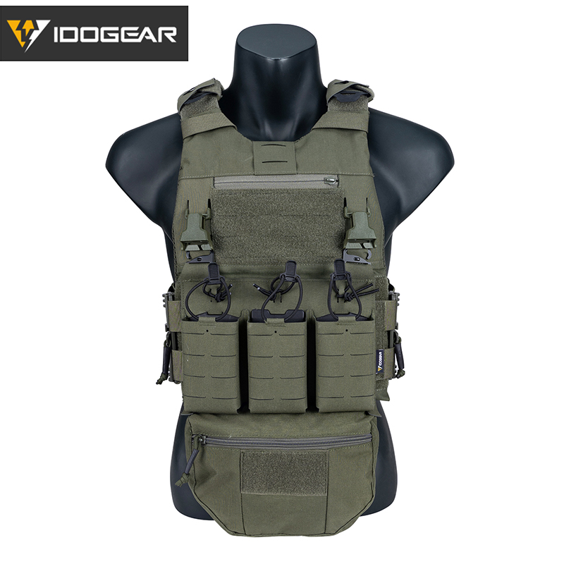 IDOGEAR Tactical 3.0 FCSK Vest with KTAR Triple Mag Pouch, Tactical Dump Drop and Shoulder Cover 3320-4Pack