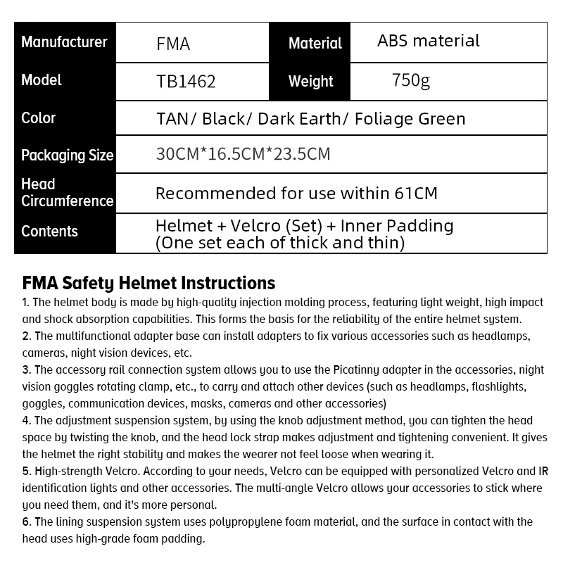 IDOGEAR FMA FAST SF Tactical Helmet Right Angle Vent Hole Combat Helmet 1462-IDOGEAR INDUSTRIAL
