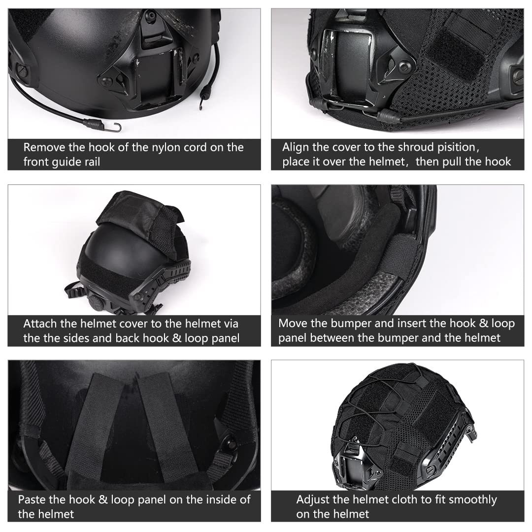 IDOGEAR Tactical Helmet Cover for Fast Helmet in Size M/L Outdoor Training Gear 500D Nylon 3802