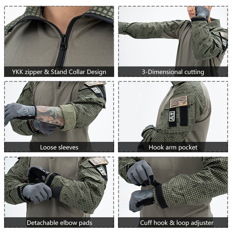 IDOGEAR Tactical g3 Combat Shirts with Elbow Pads Rapid  Long Sleeve Sport Shirt 3101