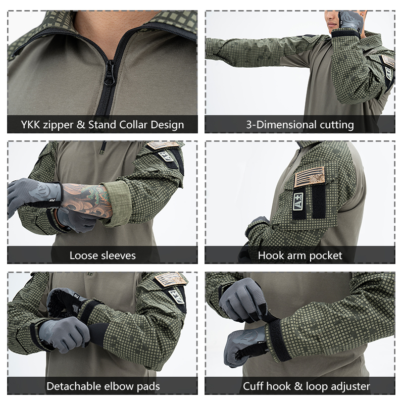 IDOGEAR Tactical g3 Combat Shirts with Elbow Pads Rapid  Long Sleeve Sport Shirt 3101