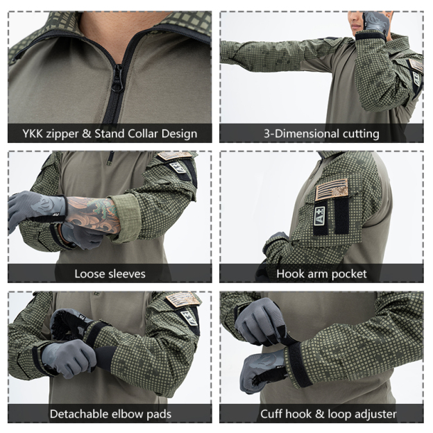 【HOT SALE】IDOGEAR Tactical G3 Combat Shirts with Elbow Pads Sport Men's Shirts 3101
