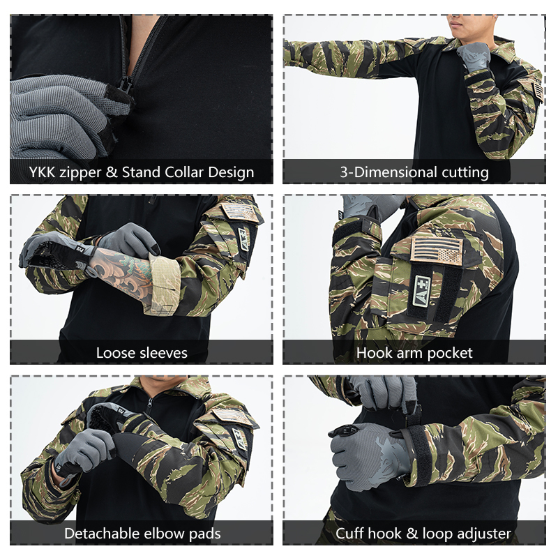 IDOGEAR Tactical G3 Combat Shirts with Elbow Pads Men's VTS Sport Shirts