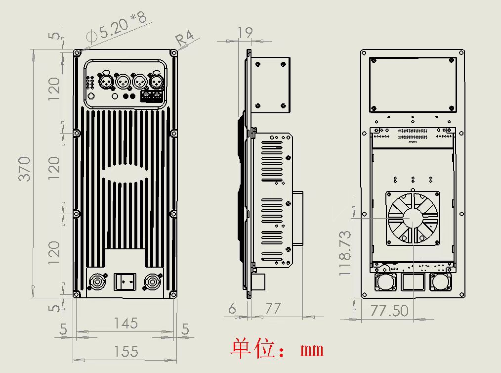 Prokustk AM3002L, Vertical Version, 2 Channel 1100W@ 8ohm Power Amplifier module, Ethernet network interface