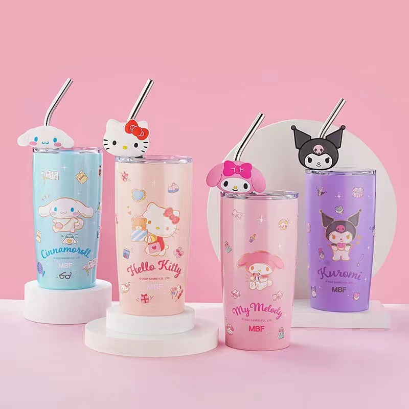 600ml Sanrio Hello Kitty Stainless Steel 316 Thermos Kawaii Water Kuromi Cinnamoroll Melody Kids Vacuum Flask  Bottle Tumbler