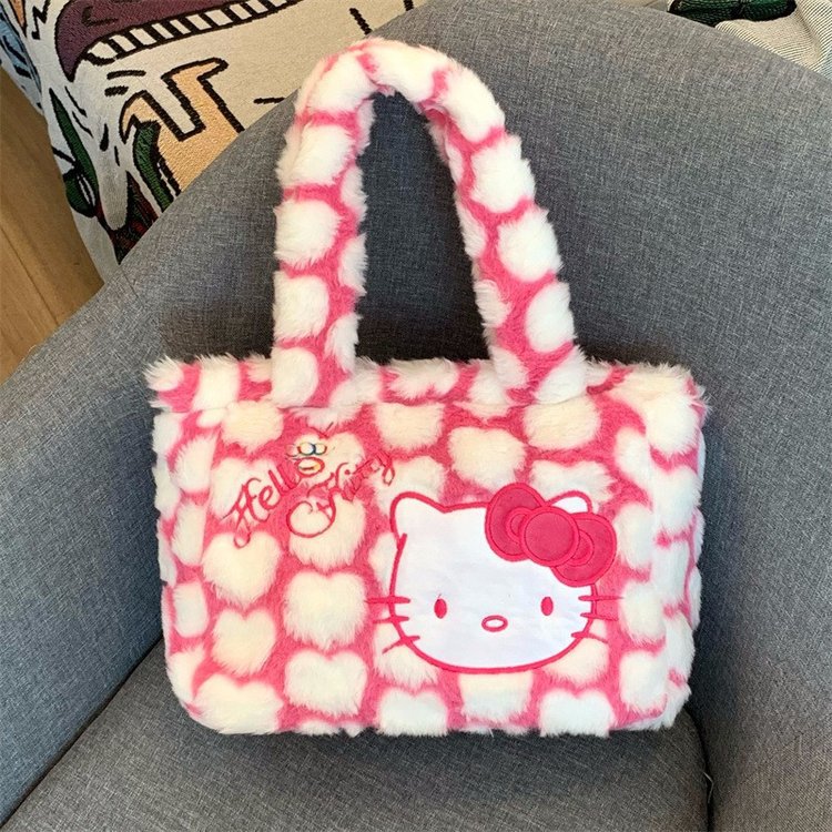 Hellokitty Cute Tote Bags Plush Tote Bag for Women The Tote Bag Kawaii Carry on Bag Reusable Small Handbags for Girls Shopping