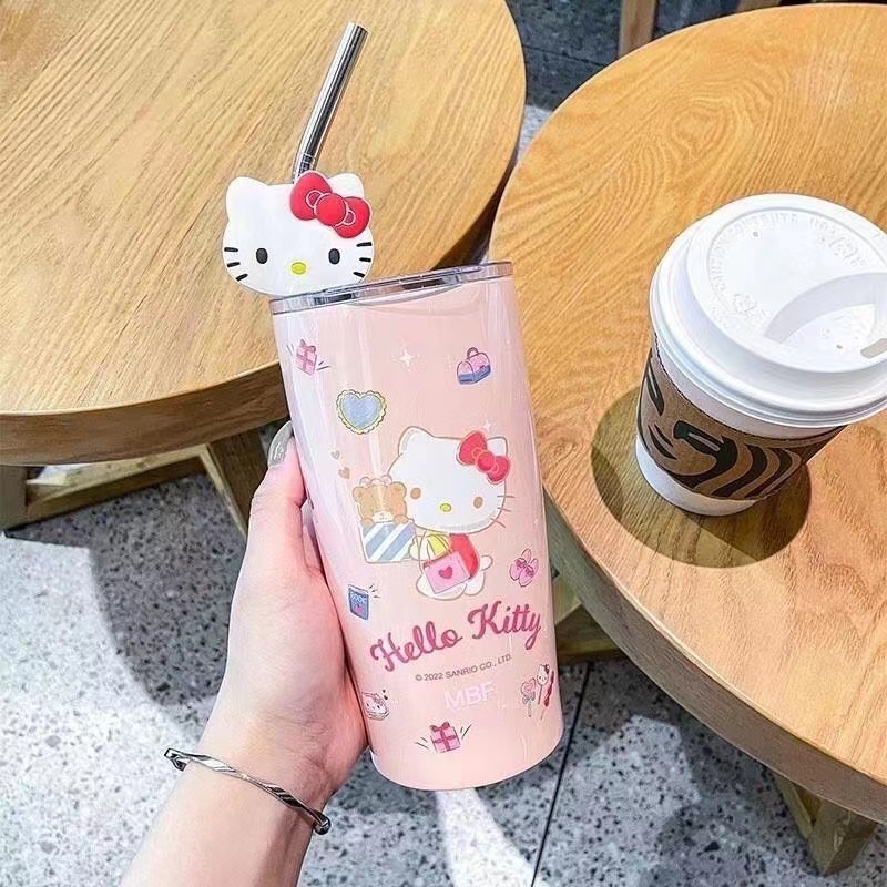 600ml Sanrio Hello Kitty Stainless Steel 316 Thermos Kawaii Water Kuromi Cinnamoroll Melody Kids Vacuum Flask  Bottle Tumbler