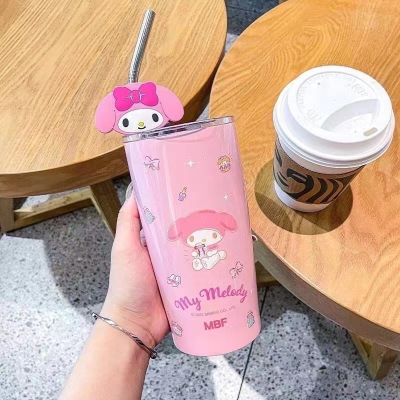 600ml Sanrio Hello Kitty Stainless Steel 316 Thermos Kawaii Water Kuromi Cinnamoroll Melody Kids Vacuum Flask  Bottle Tumbler