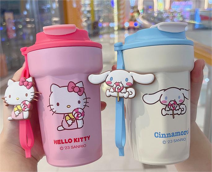 Cute Cartoon Sanrio Hello Kitty Kuromi Cinnamoroll 450Ml Thermos Cup Anime Style Insulated Cup Boy Girls Simple Coffee Cup Gift