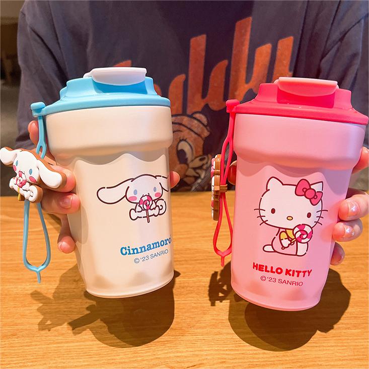 Cute Cartoon Sanrio Hello Kitty Kuromi Cinnamoroll 450Ml Thermos Cup Anime Style Insulated Cup Boy Girls Simple Coffee Cup Gift
