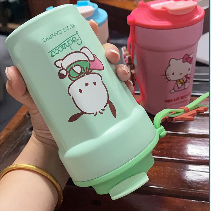 Cute Cartoon Sanrio Hello Kitty Kuromi Cinnamoroll 450Ml Thermos Cup Anime Style Insulated Cup Boy Girls Simple Coffee Cup Gift