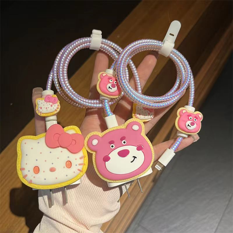Sanrio Charger Protector Case - Compatible for Apple 20W USB-C Power Adapter and Lightning Cable