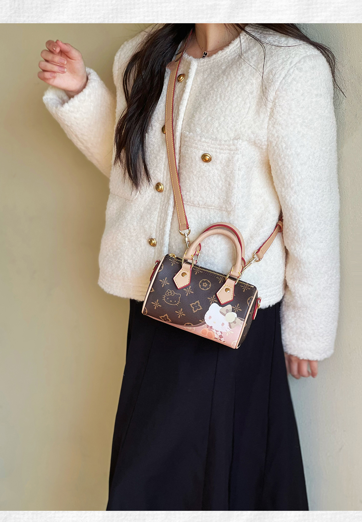 Hellokitty Womens Handmade Handbag Tote Shoulder Purse Leather Crossbody Bag