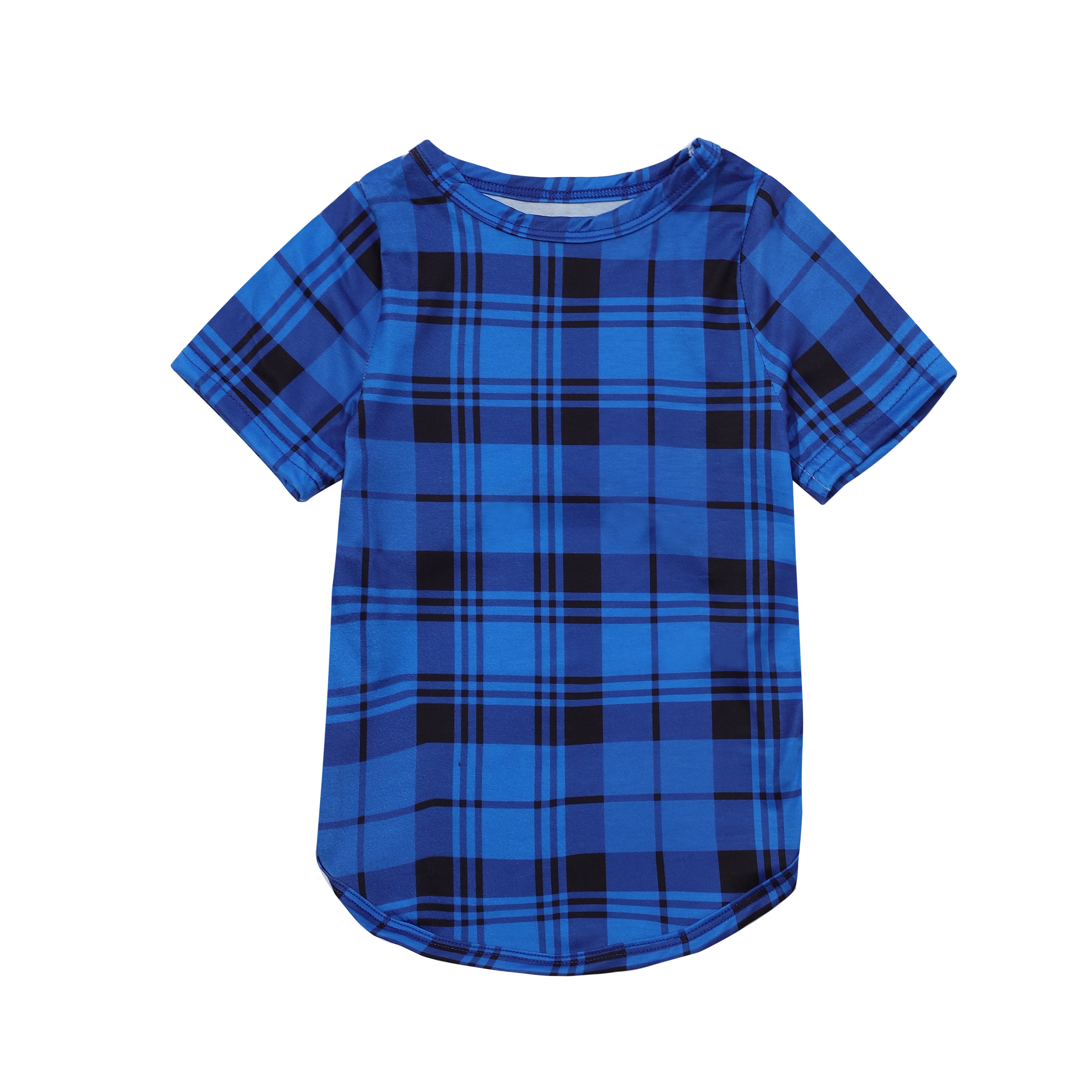 Christmas Cute Cartoon Face and 'What Up' Letter Print Casual Long Sleeve Sweatshirts Contrast Blue & White Top and Black and Blue Plaid Pants Family Matching Pajamas Sets