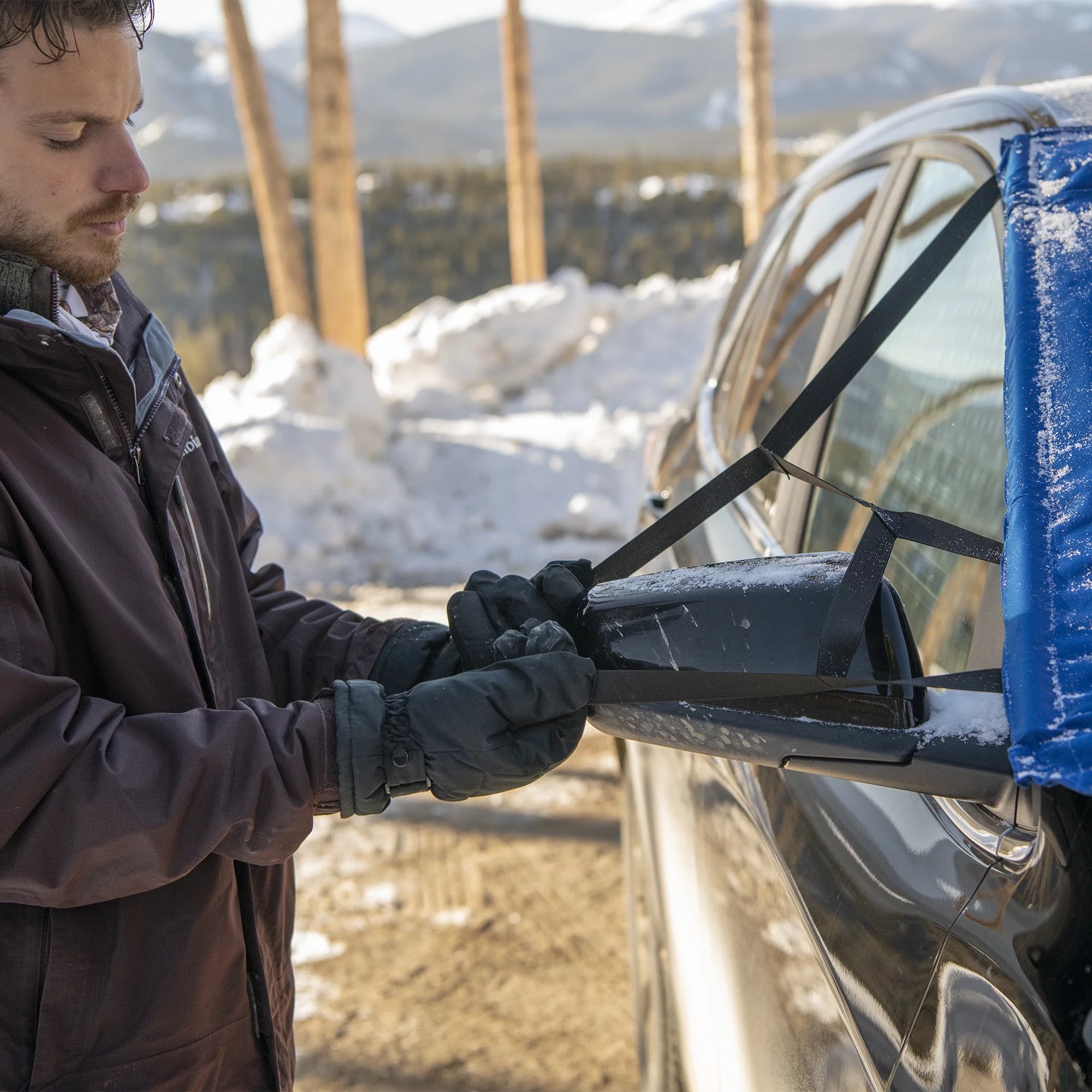 FrostGuard Pro Automotive Winter Windshield Cover - Standard Size in Indigo for Cars and Smaller SUVs - Shades