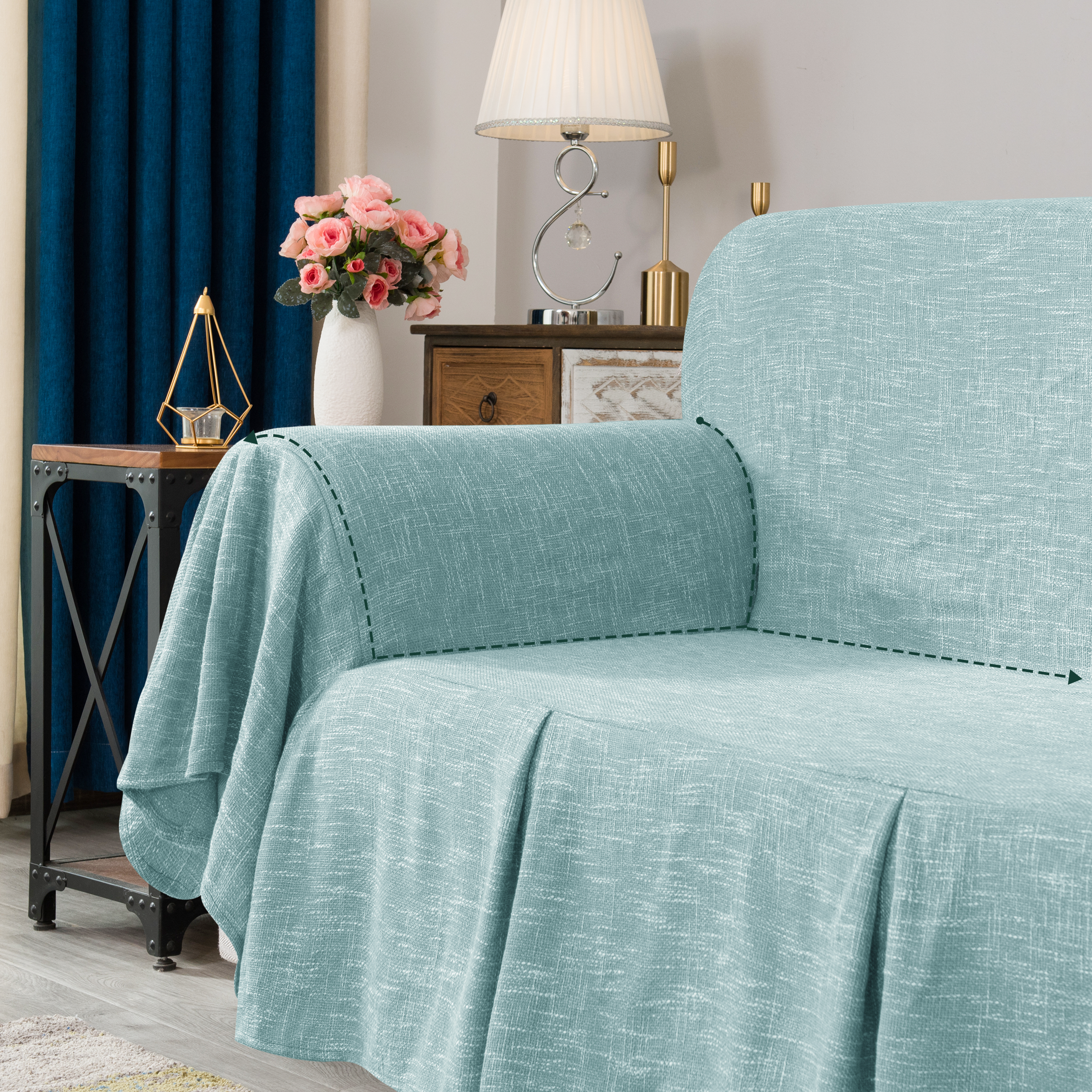 Calum Ruffle Linen Box Cushion Armchair Slipcover