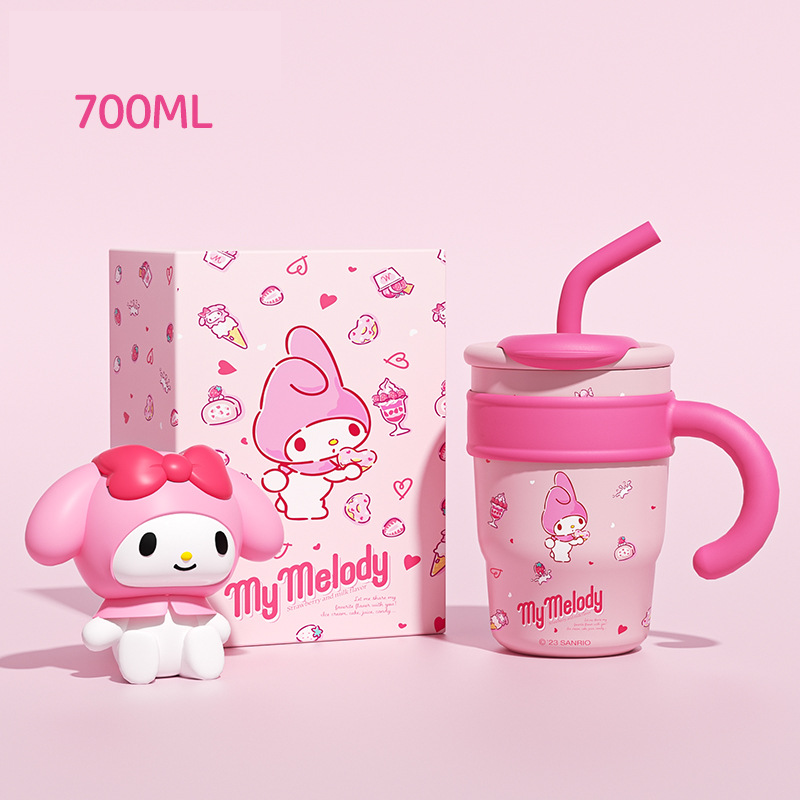 Sanrio Hello Kitty Vacuum Insulated Stainless Steel Travel Tumbler with Splash-Proof Lid, Includes Reusable Plastic Straw and Fits in Car Cup Holders