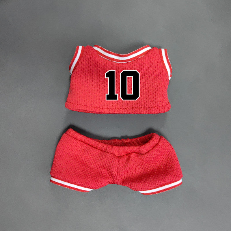 Labubu Outfits: Red Basketball Jersey Set with Accessories (No Doll Included)