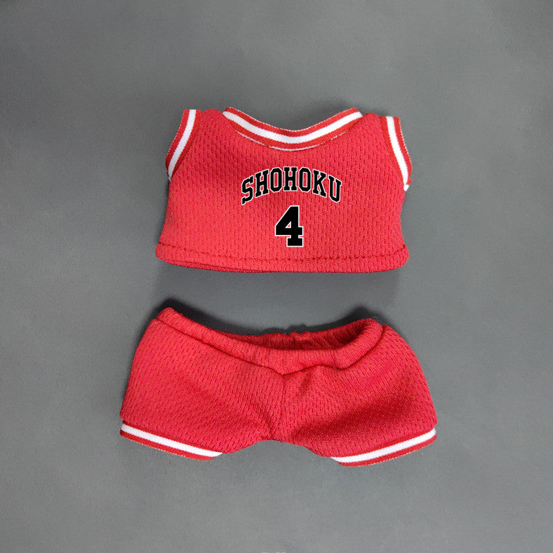 Labubu Outfits: Red Basketball Jersey Set with Accessories (No Doll Included)