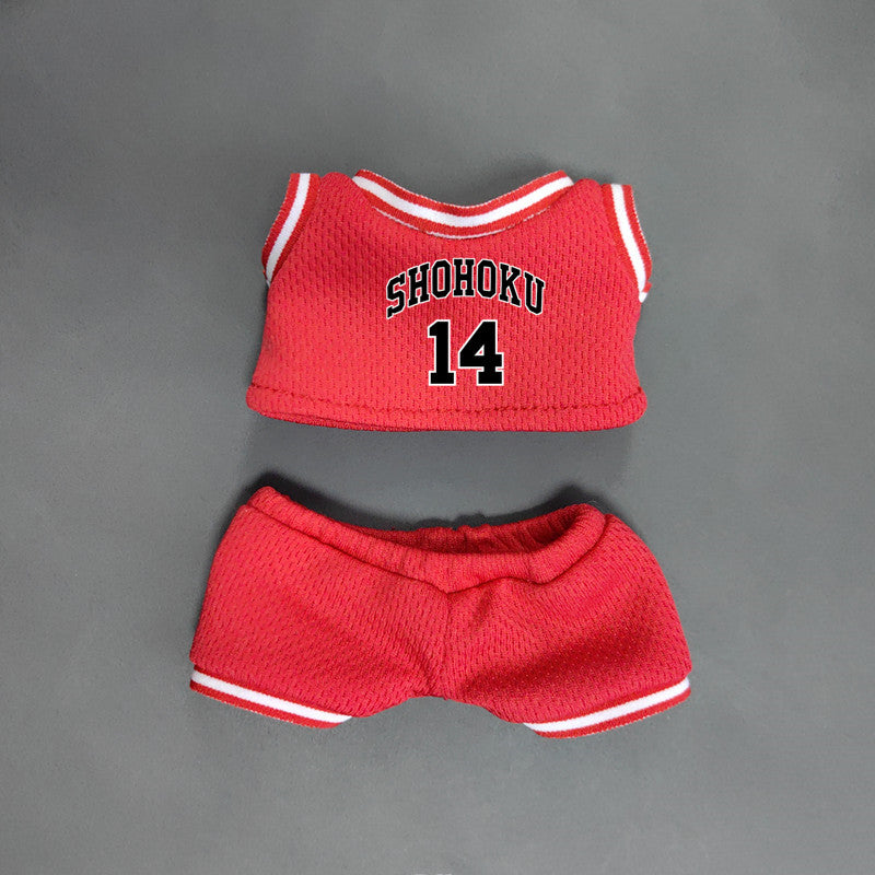 Labubu Outfits: Red Basketball Jersey Set with Accessories (No Doll Included)