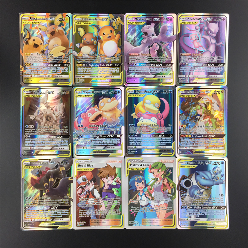 100pcs English Pokemon Trading Card Lot With Tag Team Gx Ex Mega Battle Game Box - 1