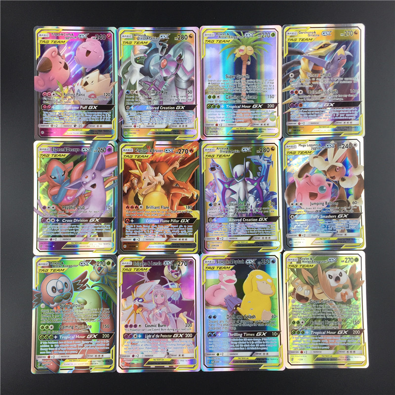 100pcs English Pokemon Trading Card Lot With Tag Team Gx Ex Mega Battle Game Box - 2