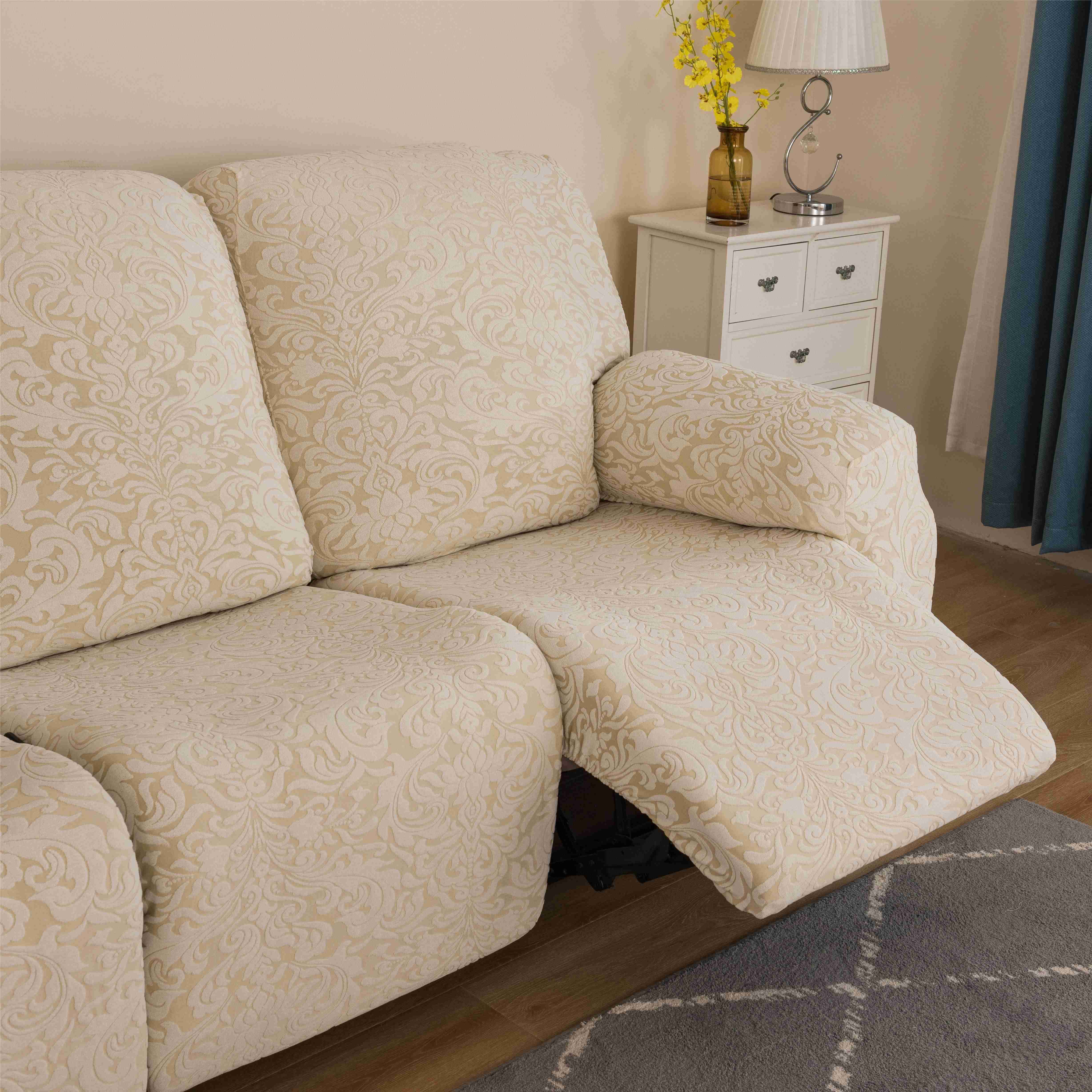Jacquard Dustproof Stretchable Recliner Cover With L shape Covers  REC REC