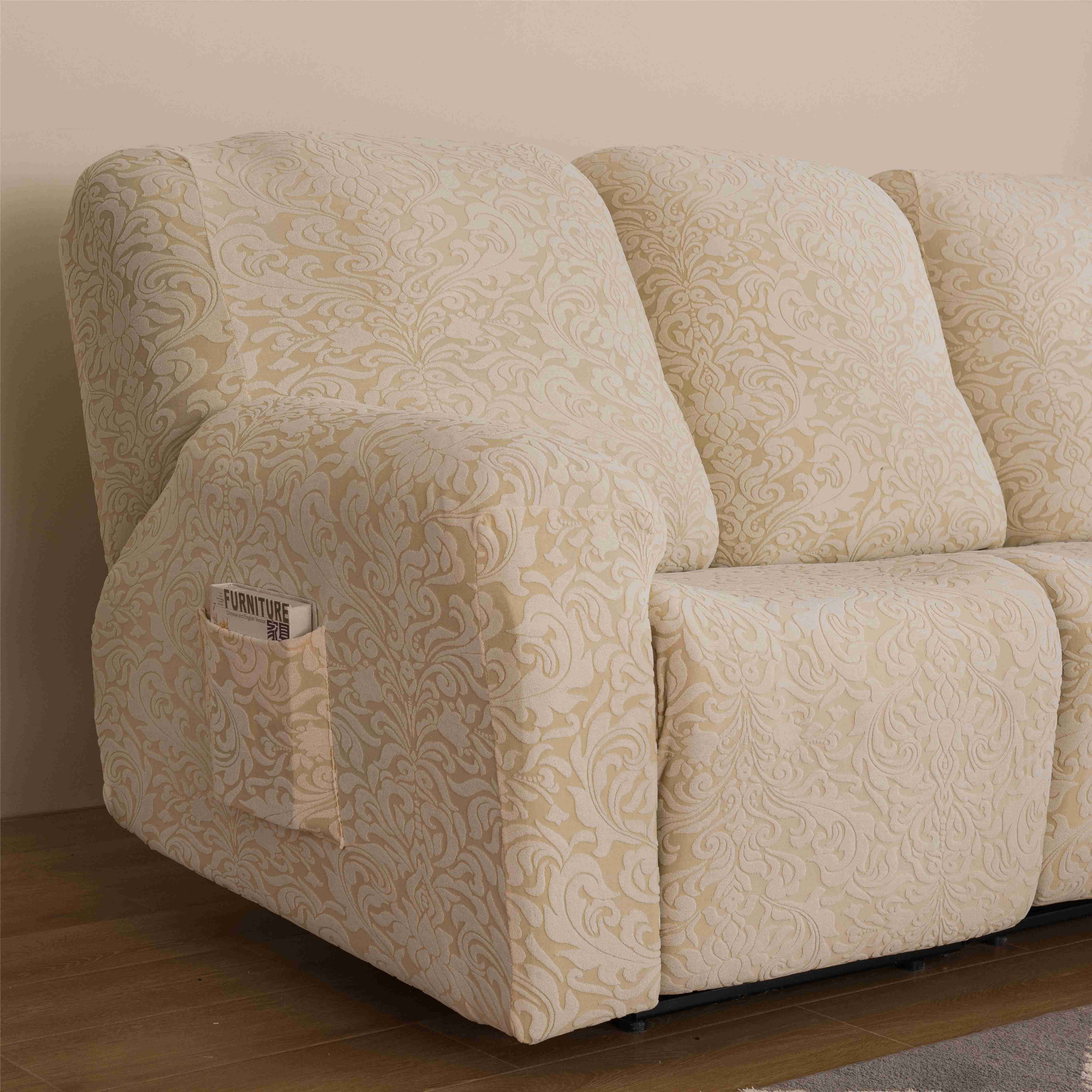 Jacquard Dustproof Stretchable Recliner Cover With L shape Covers  REC REC