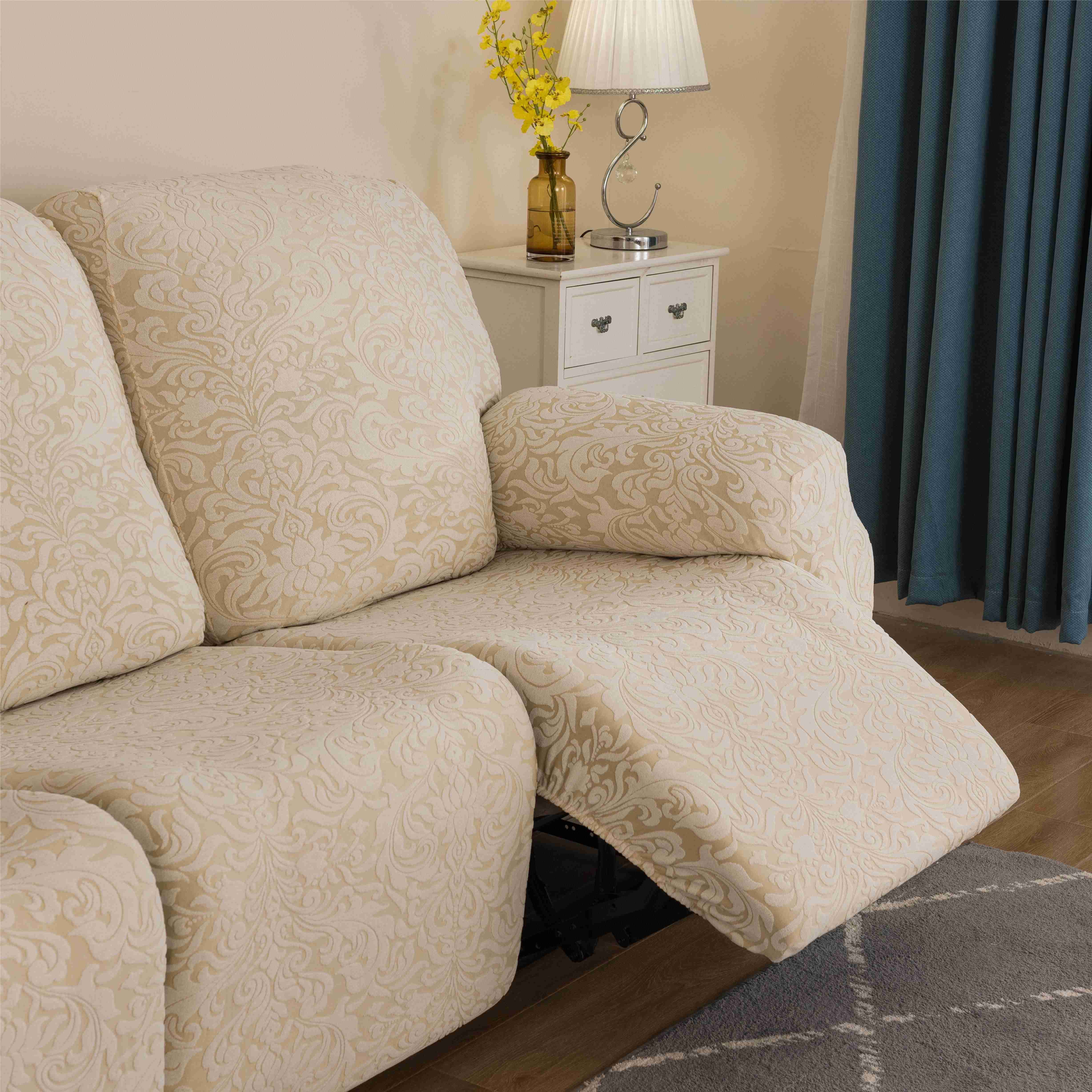 Jacquard Dustproof Stretchable Recliner Cover With L shape Covers  REC REC