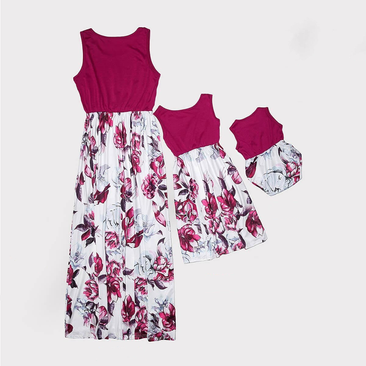 Solid Print Splicing Tank Dress for Mommy and Me (3593314893908)