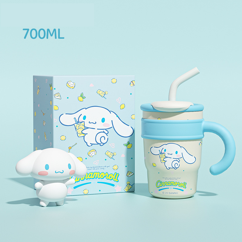 Sanrio Hello Kitty Vacuum Insulated Stainless Steel Travel Tumbler with Splash-Proof Lid, Includes Reusable Plastic Straw and Fits in Car Cup Holders