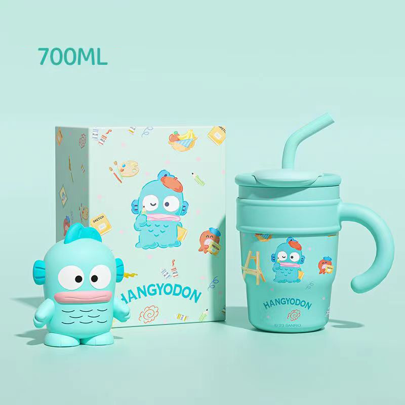 Sanrio Hello Kitty Vacuum Insulated Stainless Steel Travel Tumbler with Splash-Proof Lid, Includes Reusable Plastic Straw and Fits in Car Cup Holders