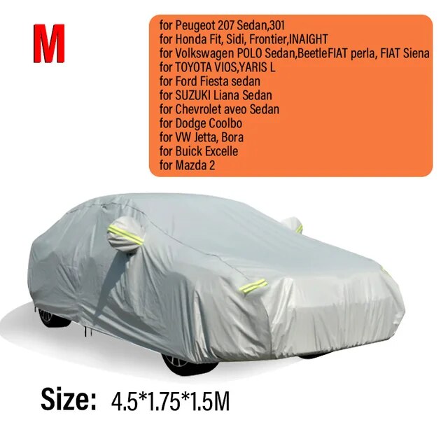 All Seasons Full Car Cover Outdoor Indoor UV Protection Sunscreen Heat Protection Dustproof Scratch-Resistant Sedan Suit