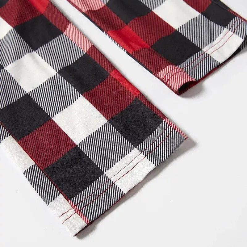 Christmas pajamas, Family Look Pajamas,alphabet prints and cartoon prints, patchwork tops and plaid pants - slickdapper