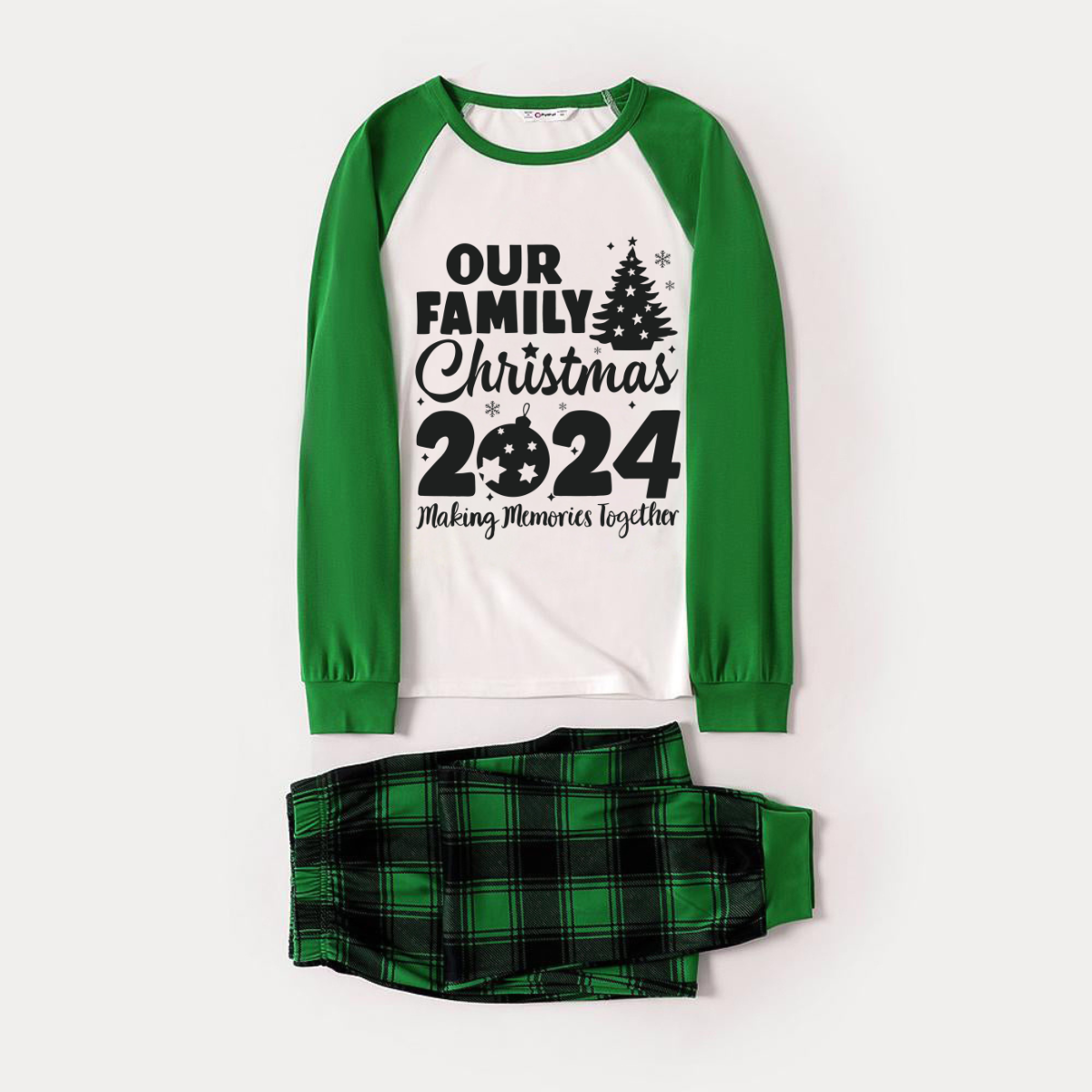 Christmas Cartoon and Letter Print Family Matching Raglan Long-sleeve Pajamas Sets