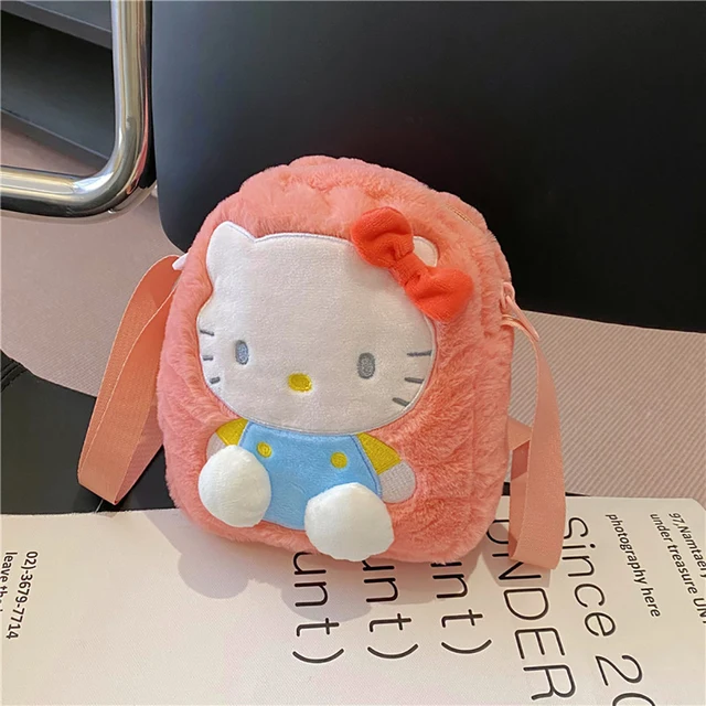 Kawaii Sanrio Plush Shoulder Bags Sanrioed Kuromi Hello Kitty My Melody Messenger Bag Soft Plush Small Square Bag For Girl Gifts