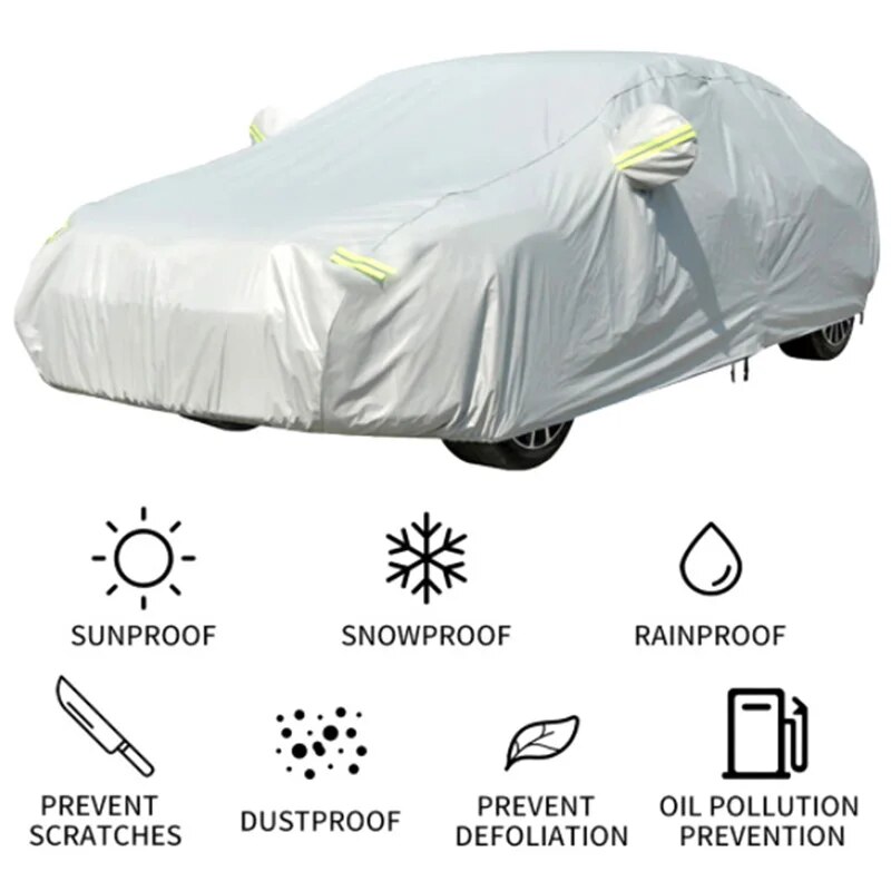 All Seasons Full Car Cover Outdoor Indoor UV Protection Sunscreen Heat Protection Dustproof Scratch-Resistant Sedan Suit
