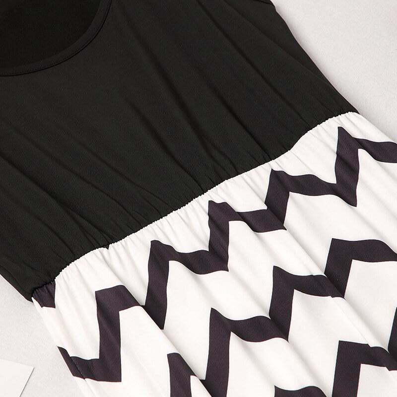 Mom and Me Trendy Sleeveless Wave Striped Dress (2536796094548)