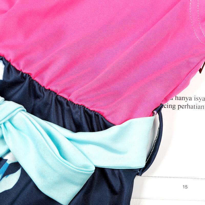 Patchwork Floral Belt Long Dress for Mommy and me (3537938776148)