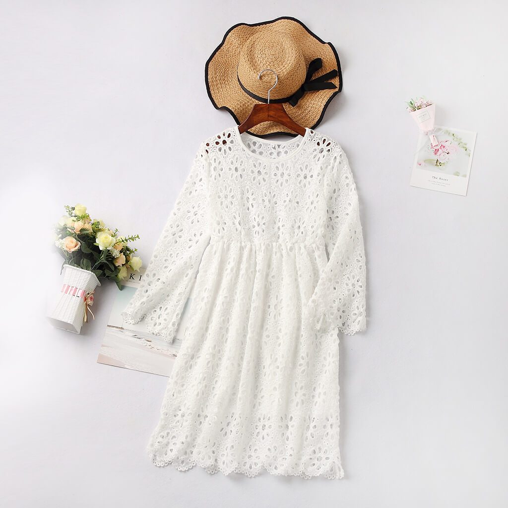 Floral Lace Dress Mini Dress For Mom And Girls (3580366192724)